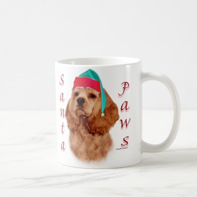 Caneca De Café Papais noeis de Cocker Spaniel (vermelho) (Direita)
