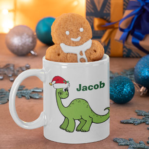 Caneca De Café Papais noeis de Dinossauro de Natal Bonitos Crian