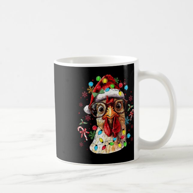 Caneca De Café Papais noeis De Frango À Lua De Natal Engraçado Ár (Direita)