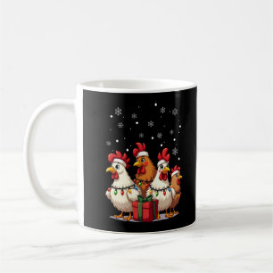 Caneca De Café Papais noeis de frango à luz do Natal Engraçados