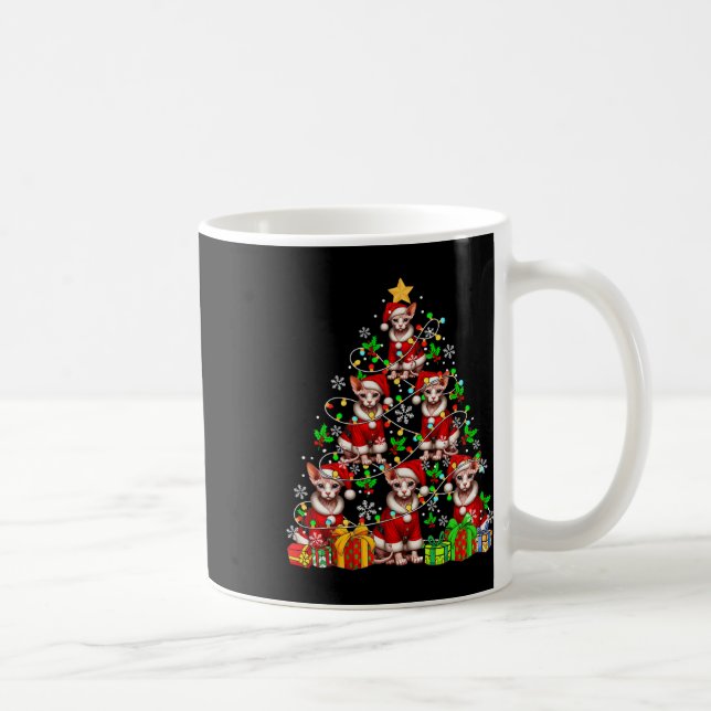 Caneca De Café Papais noeis De Grupo Sphynx Cats Como Árvore Xmas (Direita)