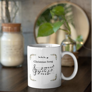 Caneca De Café Papais noeis de Música de Natal em trenó