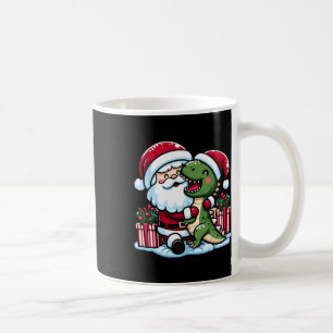 Caneca De Café Papais noeis De Natal Abraçando Dinossauro T Rex E