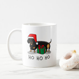 Caneca De Café Papais noeis de Natal Dachshund (S pretos e bronze