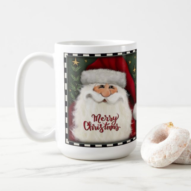 Caneca De Café Papais noeis de Natal Festivos (Com Donut)