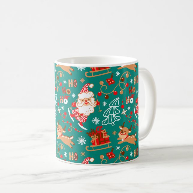 Caneca De Café Papais noeis de Natal Festivos e Reindeer (Frente Esquerda)