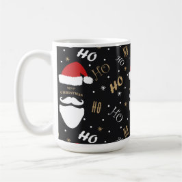 Caneca De Café Papais noeis de Natal Padrão Preto com Dourado Fun