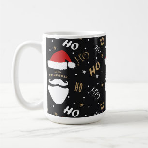 Caneca De Café Papais noeis de Natal Padrão Preto com Dourado Fun