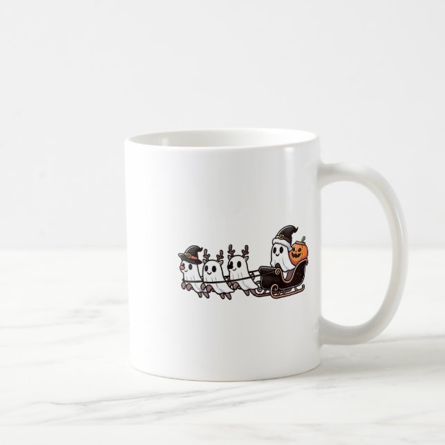 Caneca De Café Papais noeis de Natal Reindeer Ghost Happy G (Direita)