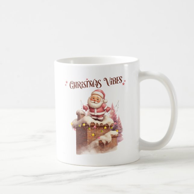 Caneca De Café Papais noeis de Natal Vibes Rosa (Direita)