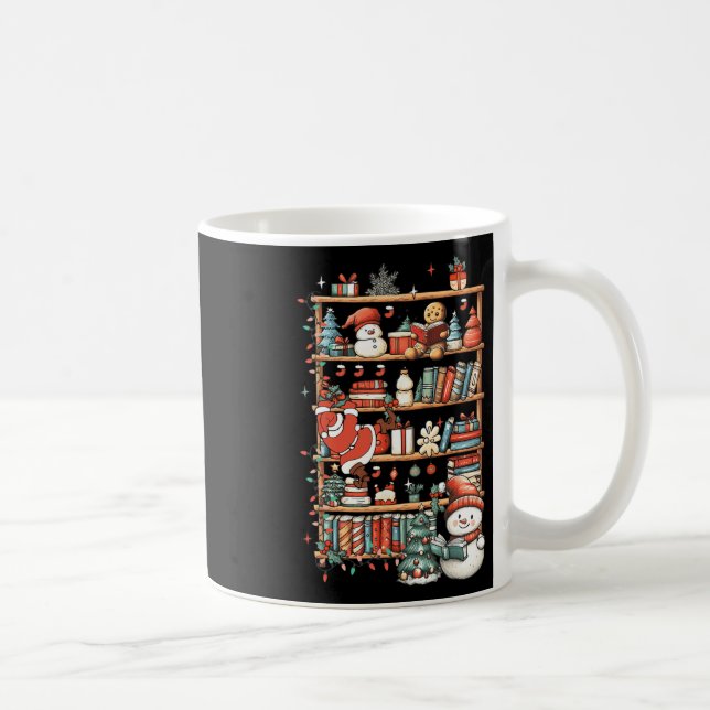 Caneca De Café Papais noeis de prateleira de Natal Bonitos Lendo  (Direita)