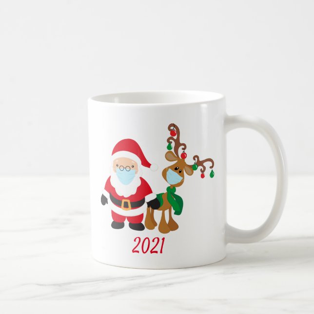 Caneca De Café papais noeis de Reindeer de Natal de 2021 com másc (Direita)