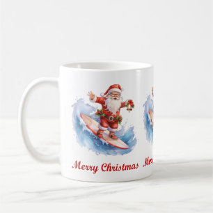 Caneca De Café Papais noeis de surfe Feliz Canhão de Natal