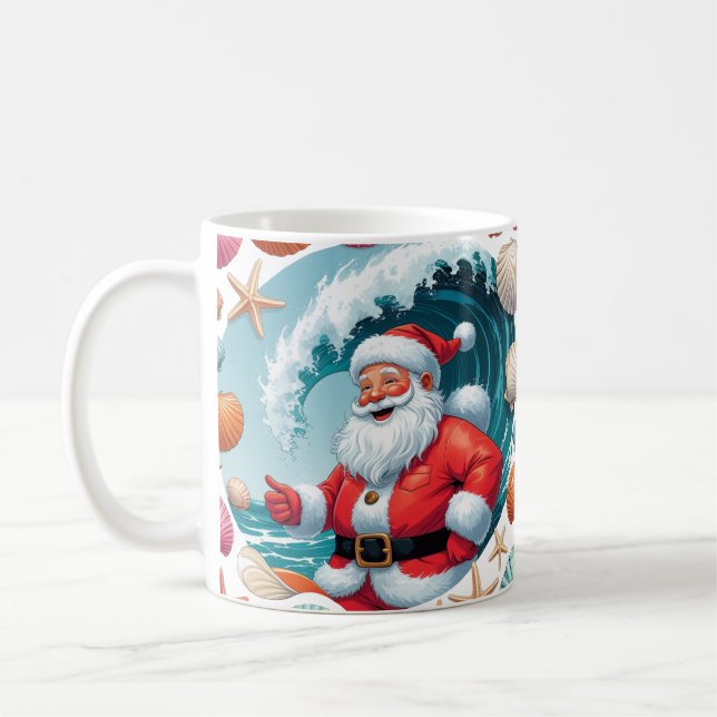 Caneca De Café Papais noeis de surfe Seashell Wave Classic Christ (Esquerda)