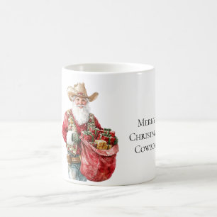 Caneca De Café Papais noeis de vaqueiro do Natal Ocidental