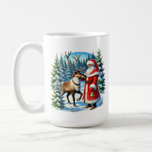 Caneca De Café Papais noeis de veados de Natal festivos adicionam