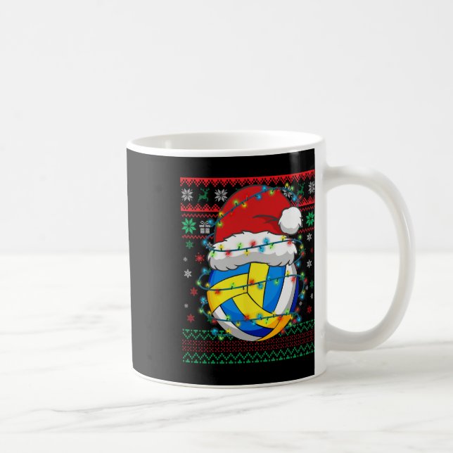 Caneca De Café Papais noeis de Voleibol de Natal Hat Esportivo (Direita)