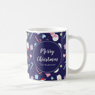 Caneca De Café Papais noeis Elegantes Snowman Candy Cane Padrão d