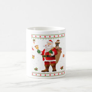 Caneca De Café Papais noeis Engraçados Cachorro Presente Feliz Na
