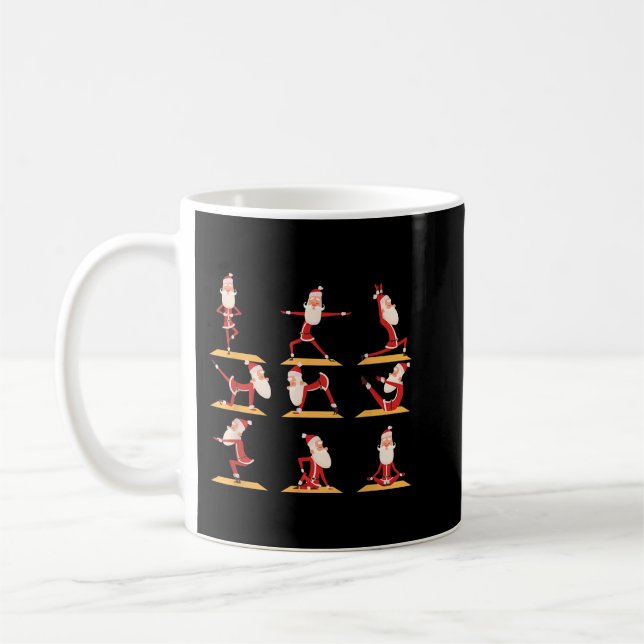Caneca De Café Papais noeis Fazendo Exercícios De Yoga Possui Cri (Esquerda)