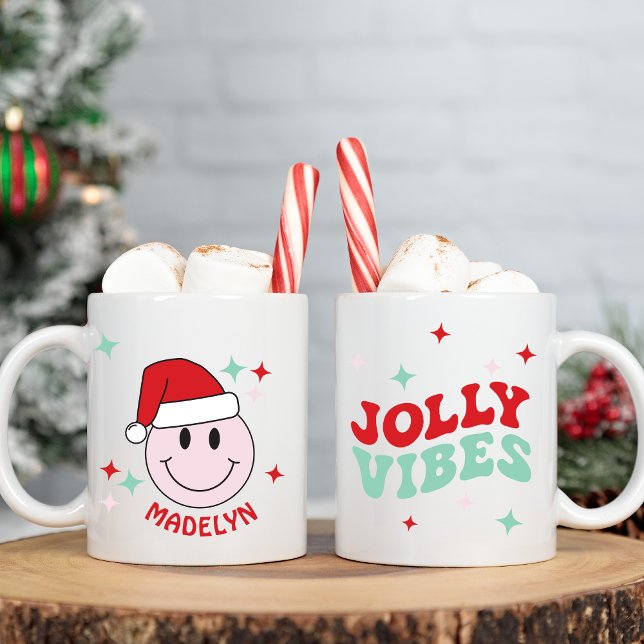 Caneca De Café Papais noeis Felizes Face Personalizada Jolly Vibe (Criador carregado)