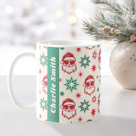 Caneca De Café Papais noeis legal estrelas retrógradas verde-clar