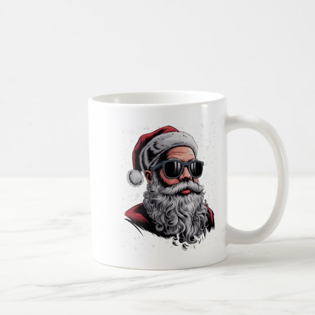 Caneca De Café Papais noeis legal Face Beard &amp; Gles Christmas (Direita)