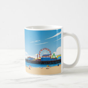 Caneca De Café Papais noeis Monica Pier California Los Angeles