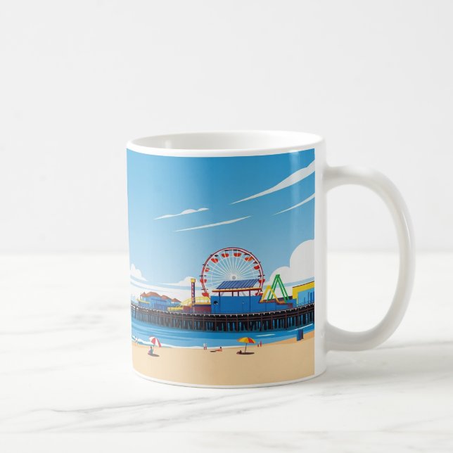 Caneca De Café Papais noeis Monica Pier California Los Angeles (Direita)
