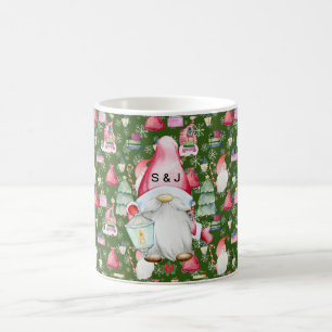 Caneca De Café Papais noeis Monogramas Gnome para o padrão de Nat