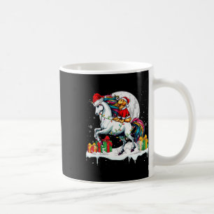 Caneca De Café Papais noeis Ouro Retriever Andando no Unicorn no