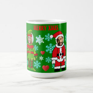 Caneca De Café Papais noeis personalizados do Xmas. face cortada 