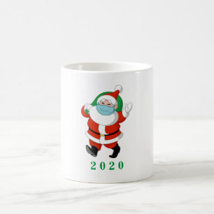 Caneca De Café Papais noeis personalizáveis vestindo máscara m