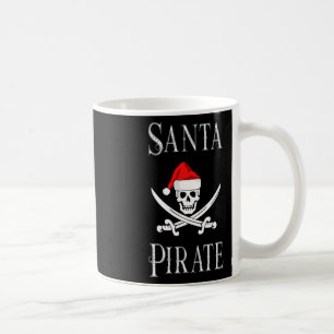 Caneca De Café Papais noeis Pirata Caveira Espadas de Natal Barco