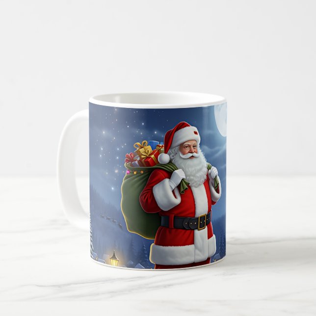 Caneca De Café Papais noeis presentes no Natal (Frente Esquerda)