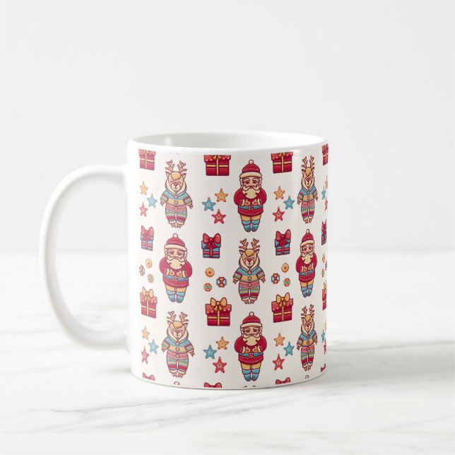 Caneca De Café Papais noeis Retro de Natal (Esquerda)