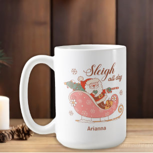 Caneca De Café Papais noeis Rosa Dormem Durante O Natal