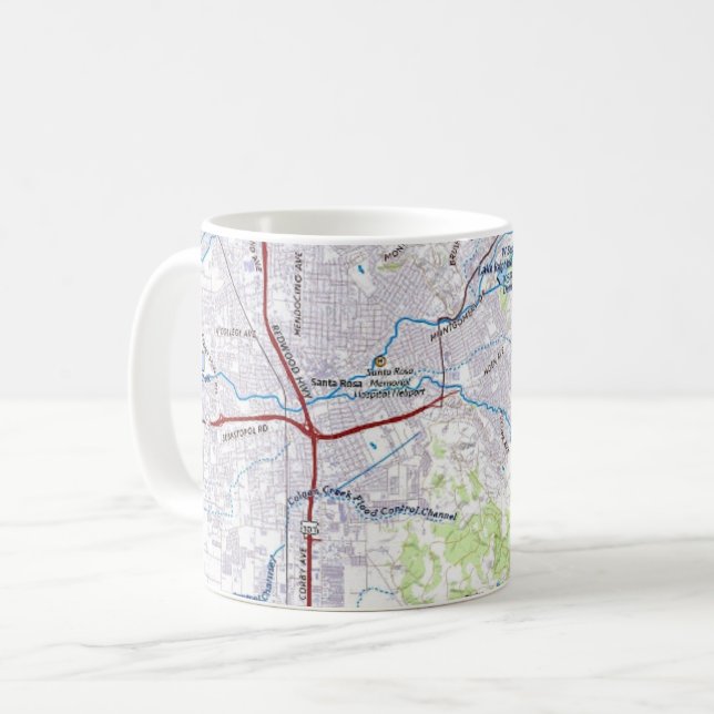 Caneca De Café Papais noeis Rosa, Mapa da Califórnia (Frente Esquerda)