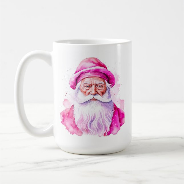 Caneca De Café Papais noeis Rosa Personalizados e Natal de Snowma (Esquerda)