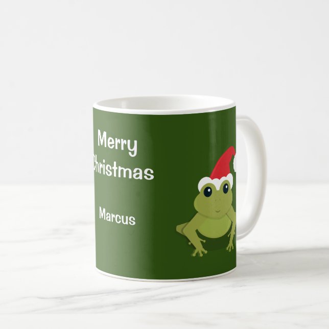 Caneca De Café Papais noeis sapos Natal Verde (Frente Esquerda)