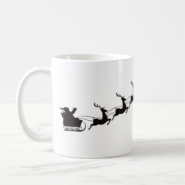 Caneca De Café Papais noeis Sleigh E Reindeer (Esquerda)