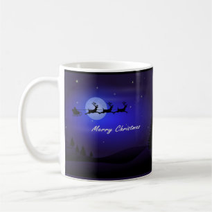 Caneca De Café Papais noeis Sleigh Moon Feliz Natal