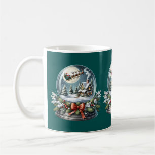 Caneca De Café Papais noeis Sleigh Ride in Snow Globe Wonderland