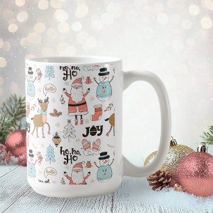 Caneca De Café Papais noeis, Snowman, Reindeer Pattern ID559