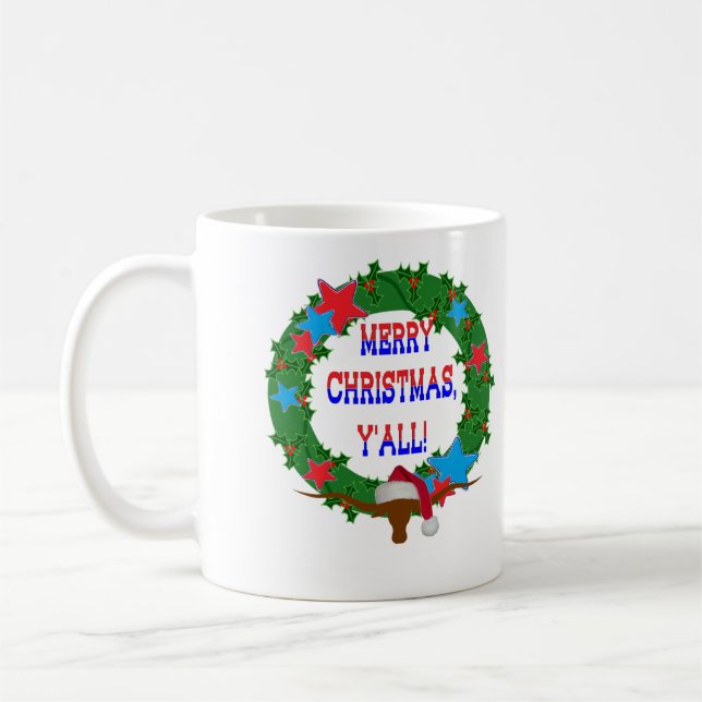 Caneca De Café Papais noeis Steer - Feliz Natal Y (Esquerda)