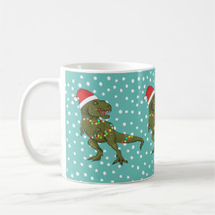 Caneca De Café Papais noeis T-Rex Dinossauro Natal Mug