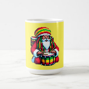 Caneca De Café Papais noeis Tropicais - Arte de Drummer de Natal