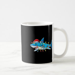 Caneca De Café Papais noeis Tubarão Tubarão Luzes de Natal Feliz 