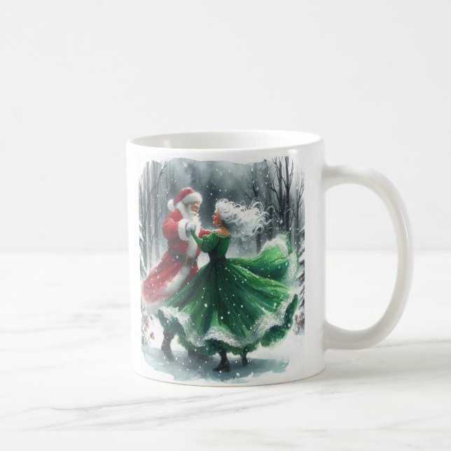 Caneca De Café Papais noeis Waltzing e Sra. Claus (Direita)