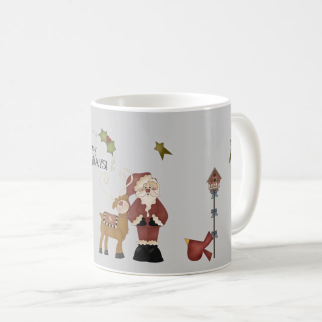 Caneca De Café Papais noeis Whimsic Na Configuração De Natal (Frente Esquerda)